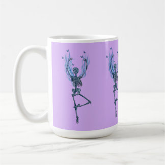 Blue Flames Ballerina Dancing Skeleton Art Purple コーヒーマグカップ