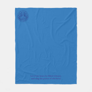 Blue fleece blanket with logo and motto フリースブランケット