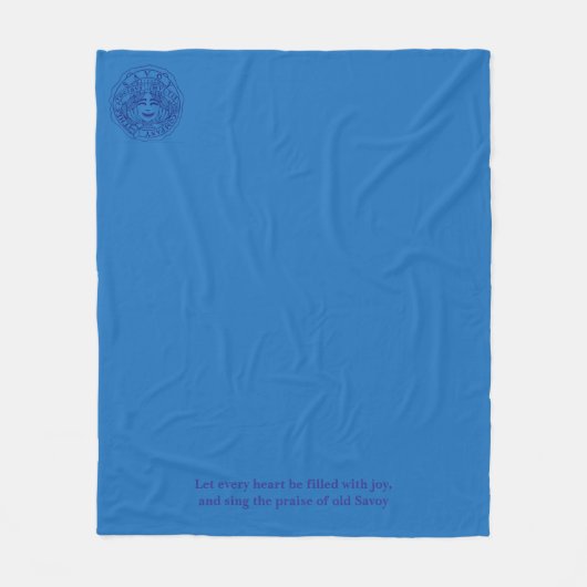 Blue fleece blanket with logo and motto フリースブランケット (正面)