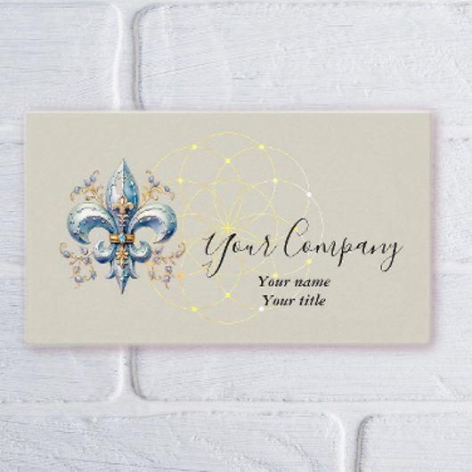 Blue Fleur-de-Lis Business Card 名刺