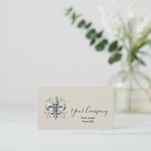 Blue Fleur-de-Lis Business Card 名刺 (スタンド正面)