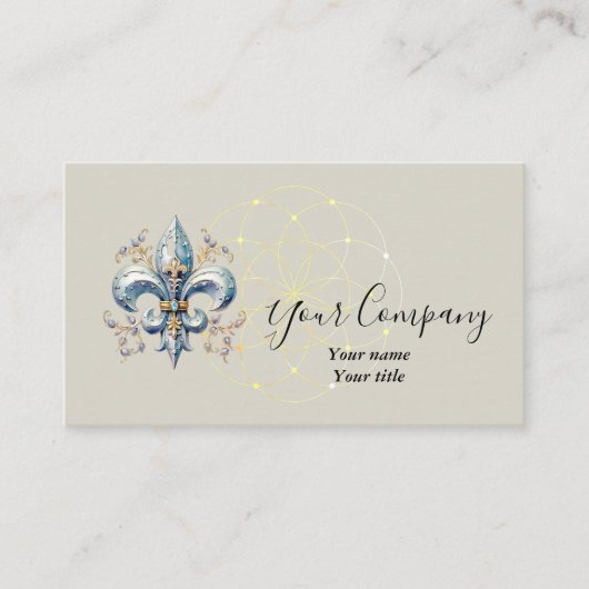 Blue Fleur-de-Lis Business Card 名刺 (正面)