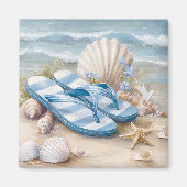 Blue Flip Flops Beach Fridge Magnet | Magnet マグネット (正面)