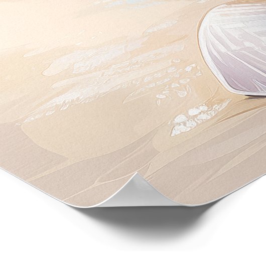 Blue Flip Flops Seashells Coastal Beach Summer Art ポスター (角)