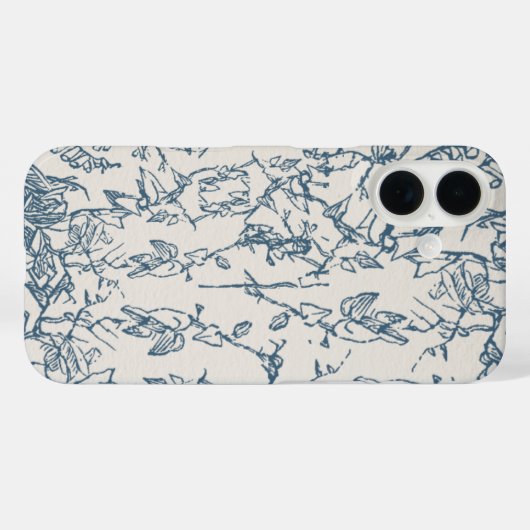 Blue Flora Hand-Drawn Aesthetic iPhone / iPad case Case-Mate iPhoneケース (裏面 (横))