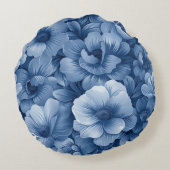Blue Floral ラウンドクッション (裏面)