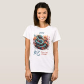 Blue Floral 2025 Chinese Year of the Snake Tシャツ (正面フル)