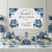Blue Floral A New Chapter Bridal Shower Banner 横断幕