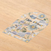 Blue Floral Acrylic Wedding Invitation アクリル招待状 (レイダウン)
