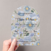 Blue Floral Acrylic Wedding Invitation アクリル招待状 (インサイチュ (ポータブル))