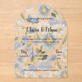 Blue Floral Acrylic Wedding Invitation アクリル招待状