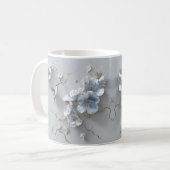 Blue Floral Add Name Hummingbird Coffee Mug コーヒーマグカップ (正面左)