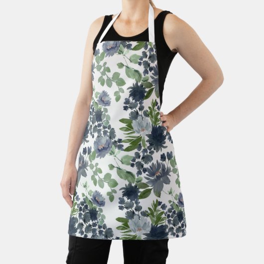 Blue Floral All-Over Print Apron エプロン (インサイチュ)
