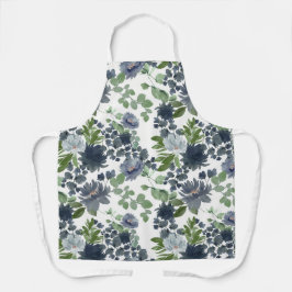 Blue Floral All-Over Print Apron エプロン