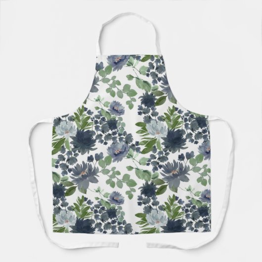 Blue Floral All-Over Print Apron エプロン (正面)