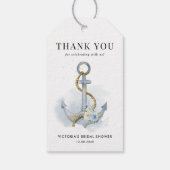 Blue Floral Anchor Nautical Bridal Shower ギフトタグ (裏面)