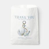 Blue Floral Anchor Nautical Wedding Thank You フェイバーバッグ (正面)