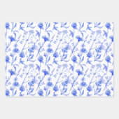 Blue Floral And Botanical Flowers Pattern Papers ラッピングペーパーシート (正面)