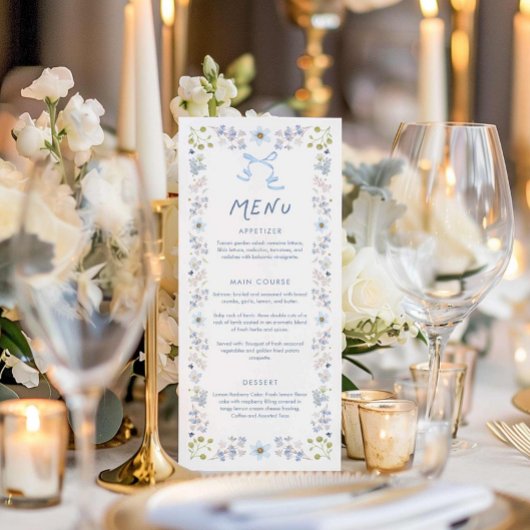 Blue Floral and Bow Bridal Shower メニュー