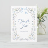 Blue Floral and Bow Bridal Shower Thank you  サンキューカード (スタンド正面)