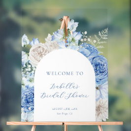 Blue Floral Arch Bridal Shower Welcome アクリルサイン