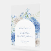 Blue Floral Arch Bridal Shower Welcome アクリルサイン (傾斜)
