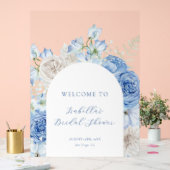 Blue Floral Arch Bridal Shower Welcome アクリルサイン (ウェディング)