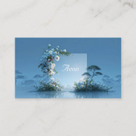 Blue Floral Arch Misty Waterscape Minimalist 名刺