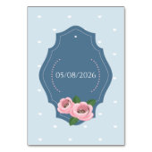 Blue Floral Art Deco Wedding Table Cards Seating テーブルナンバー (裏面)