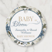Blue Floral Baby in Bloom Botanical Baby Shower フェイバータグ (正面)