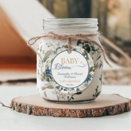 Blue Floral Baby in Bloom Botanical Baby Shower フェイバータグ