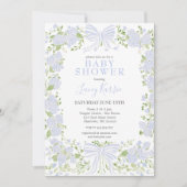 Blue Floral Baby Shower Invitation,  招待状 (正面)