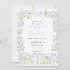 Blue Floral Baby Shower Invitation,  招待状
