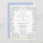 Blue Floral Baby Shower Invitation,  招待状 (正面/裏面)