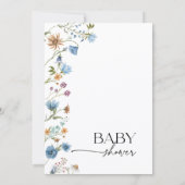 Blue Floral Baby Shower Invitation  招待状 (裏面)