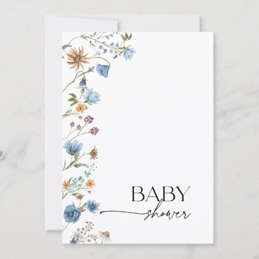 Blue Floral Baby Shower Invitation 招待状 (裏面)