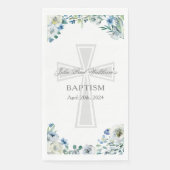 Blue Floral Baptism Party Christian Cross Custom (正面)