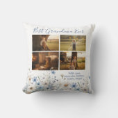 Blue Floral Best Grandma Ever Picture Gift クッション (正面)