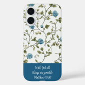 Blue Floral Bible Verse Case-Mate iPhoneケース (裏面)