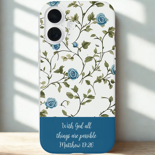 Blue Floral Bible Verse Case-Mate iPhoneケース