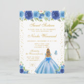 Blue Floral Blonde Hair Princess Sweet Sixteen 招待状 (スタンド正面)