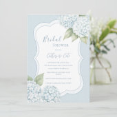 Blue Floral Blue Hydrangea Polkadot Bridal Shower 招待状 (スタンド正面)