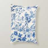 Blue Floral Botanical Farmhouse Decor  アクセントクッション (裏面(縦))