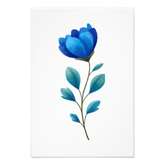 Blue Floral Botanical Illustration  フォトプリント