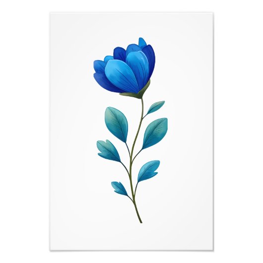 Blue Floral Botanical Illustration  フォトプリント (正面)