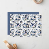 Blue Floral Botanical Note Card ノートカード (正面/裏面インサイチュ)