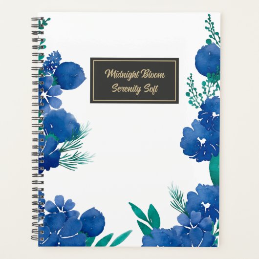 Blue Floral Botanical Notebook プランナー手帳 (正面)