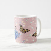 Blue Floral bouquet in the blooming garden コーヒーマグカップ (正面右)