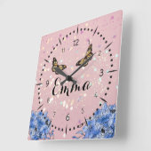 Blue Floral bouquet in the blooming garden スクエア壁時計 (傾斜)