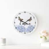 Blue Floral bouquet in the blooming garden ラージ壁時計 (ホーム)